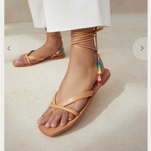 NWT LOEFFLER RANDALL LILLA WRAP SANDAL IN HONEY